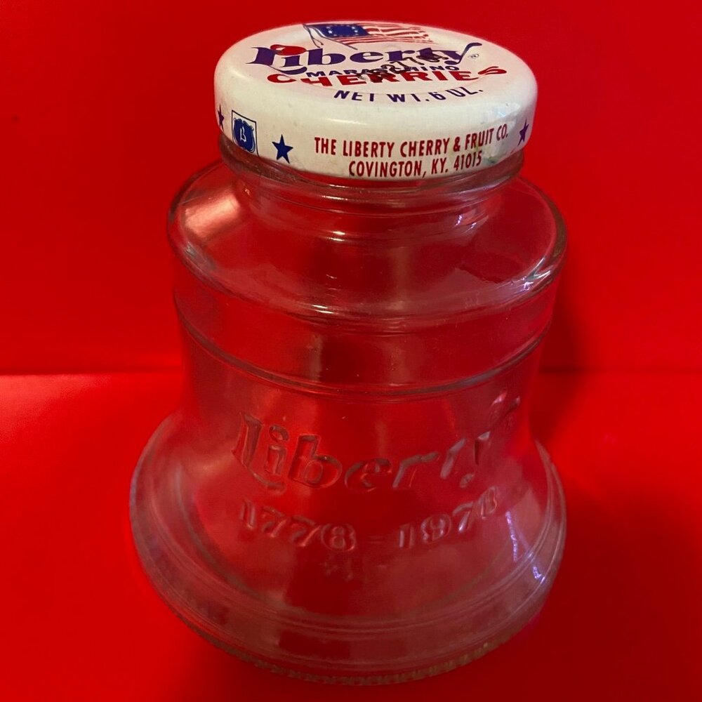 Vintage 1976 ~ Liberty Bell Shaped Glass Jar ~Patriotic ~ Bicentennial 1776-1976